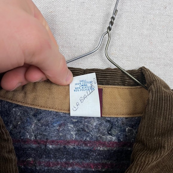 Vintage 90s Big Ben Mens Tan Canvas Chore Coat Blanket Lined Work Jacket 44 - Picture 6 of 9